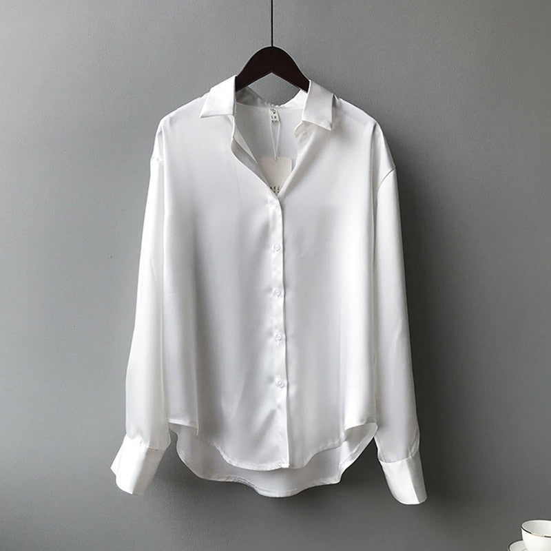 Long sleeve satin blouse (long)