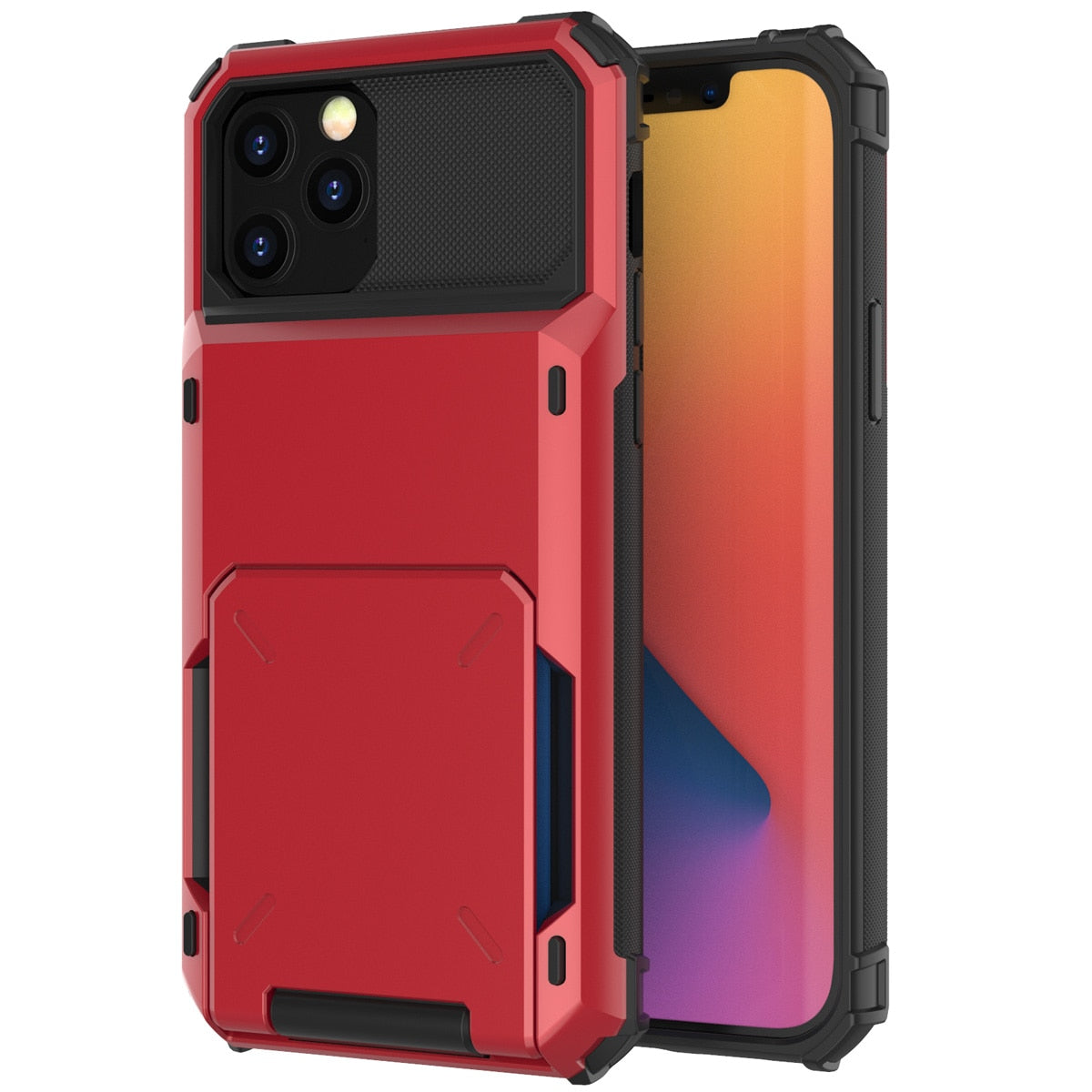 Capa de proteção e carteira com compartimentos para cartão para iPhone 13 11 12 Pro Max Mini 7 8 Plus X XS Max XR SE 2020