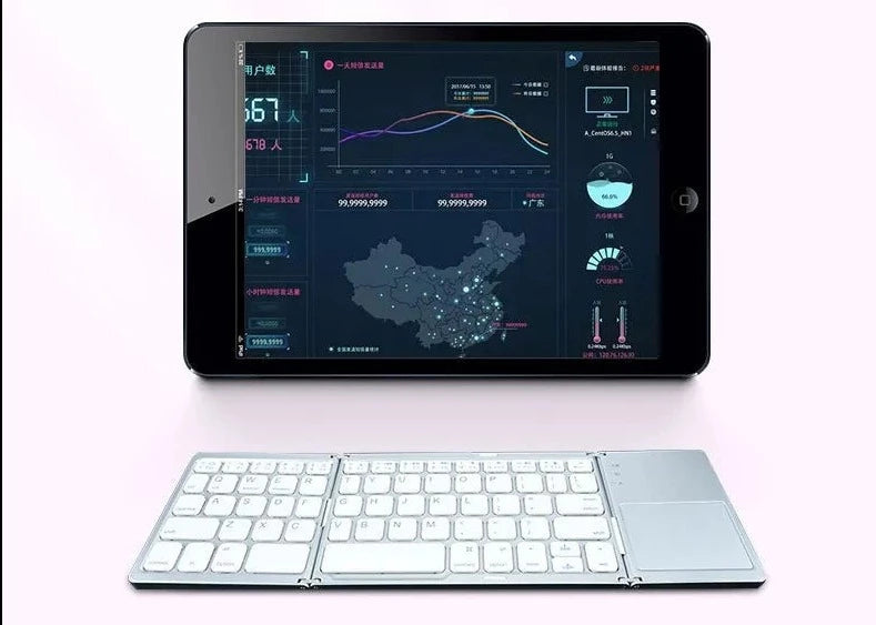 Teclado dobrável sem fio, compatível com smartphones, tablets, laptops e smart TVs
